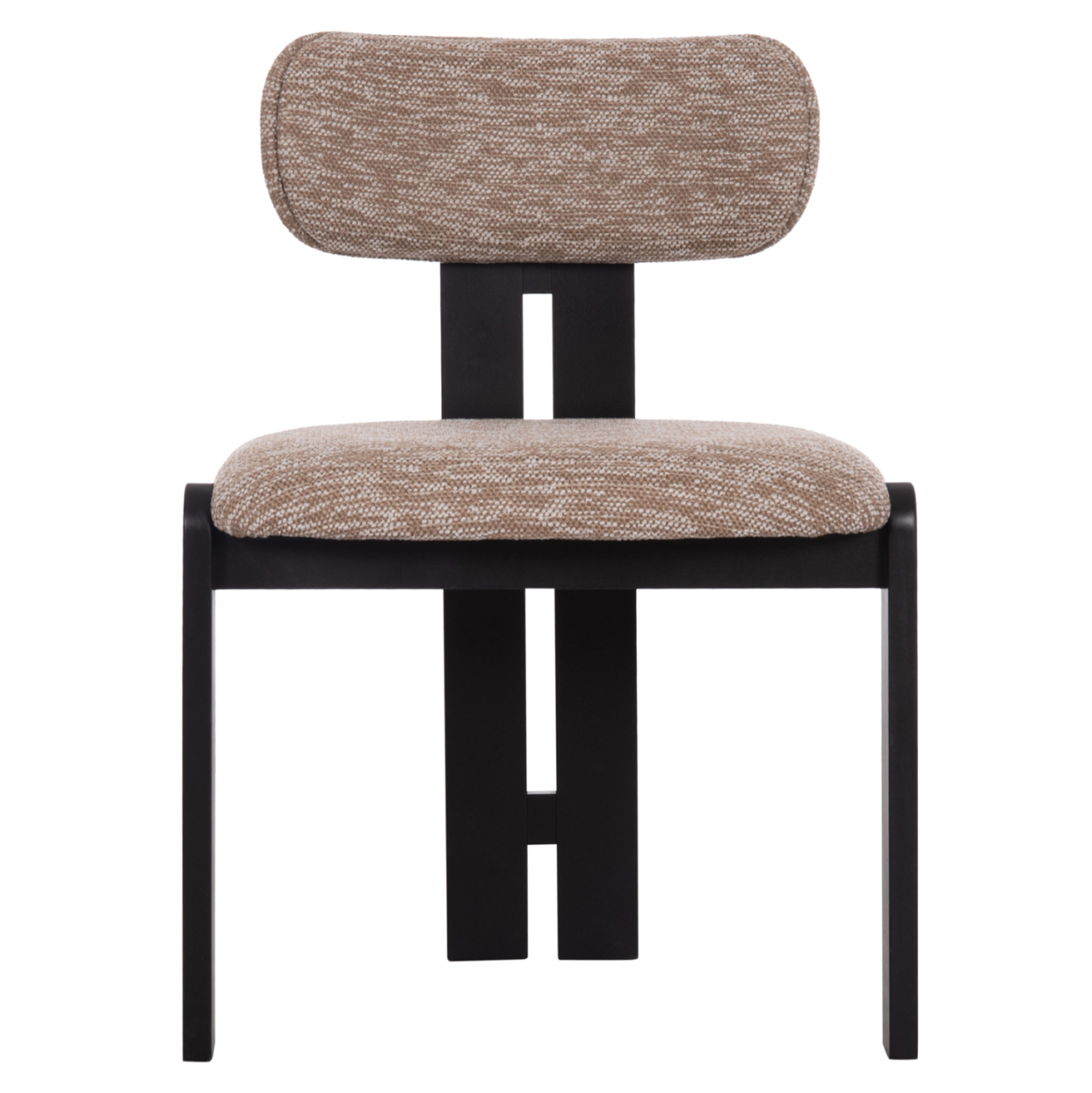DINING CHAIR KARVO HM18252.03 FABRIC IN BROWN--WOOD IN BLACK 57x50x78.5Hcm. [3]