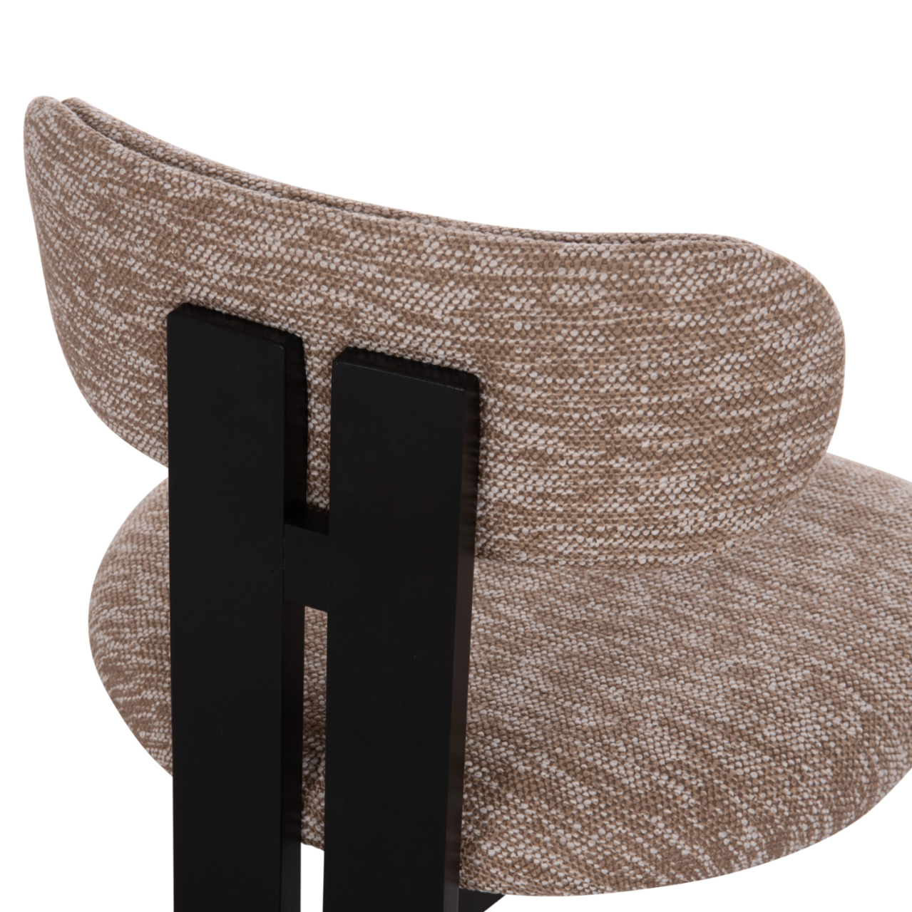 DINING CHAIR KARVO HM18252.03 FABRIC IN BROWN--WOOD IN BLACK 57x50x78.5Hcm. [10]