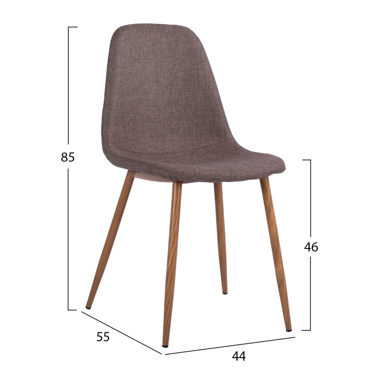 Dining chair Leonardo HM00100.03 with metallic legs and brown fabric 44x55x85Υ cm [2]