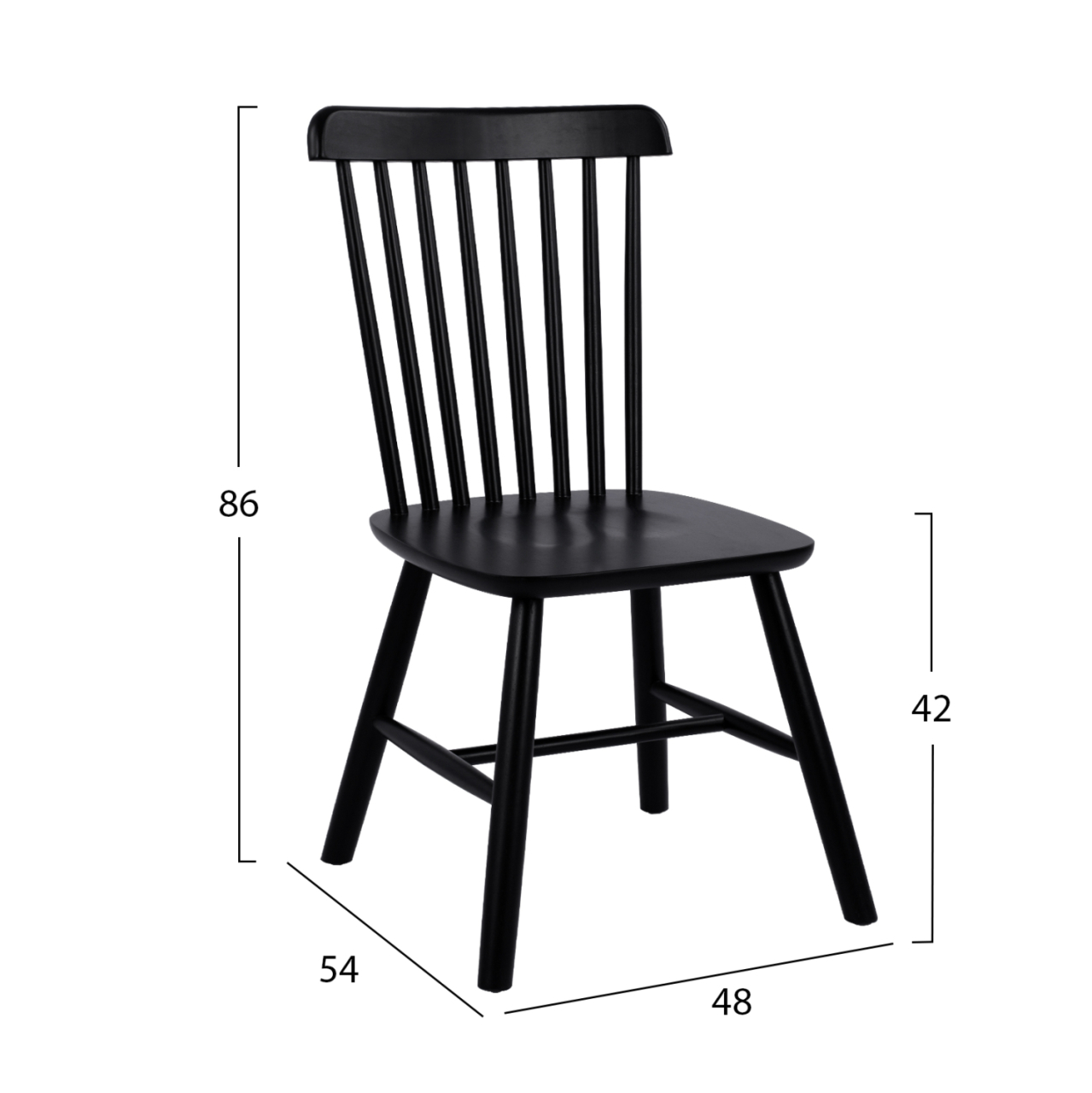 DINING CHAIR LUCIEN HM8645.02 BEECH WOOD IN BLACK MATTE COLOR 48x54x86H cm [2]
