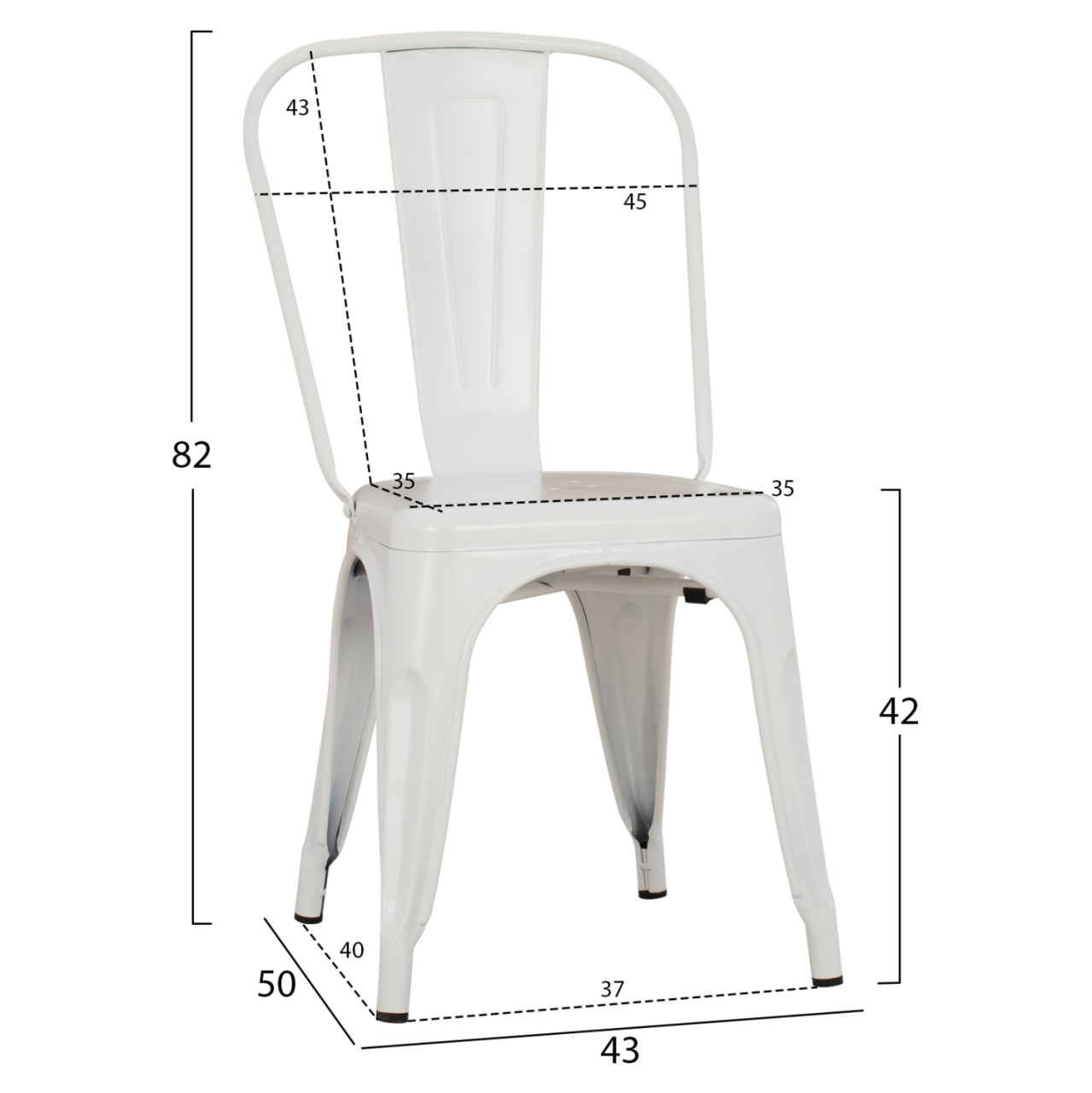 DINING CHAIR MELITA-PRO HM8641.41 METAL IN MATTE WHITE 44x47x84.5Hcm. [2]