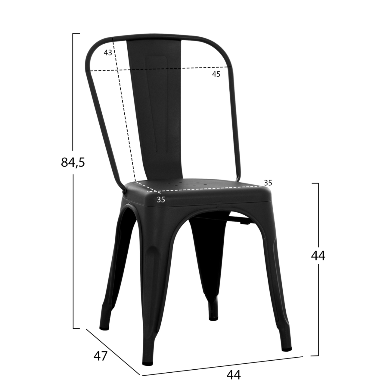 DINING CHAIR MELITA-PRO HM8641.42 METAL IN MATTE BLACK 44x47x84.5Hcm. [2]