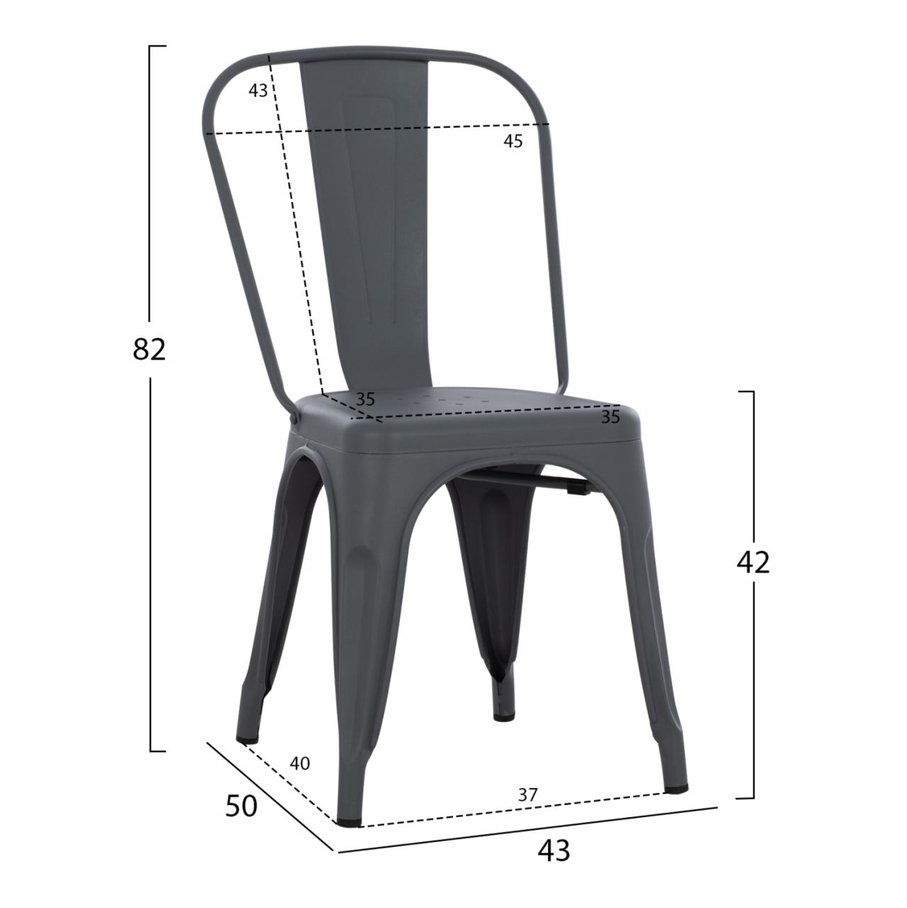 DINING CHAIR MELITA-PRO HM8641.50 METAL IN GREY 44x47x84.5Hcm. [2]