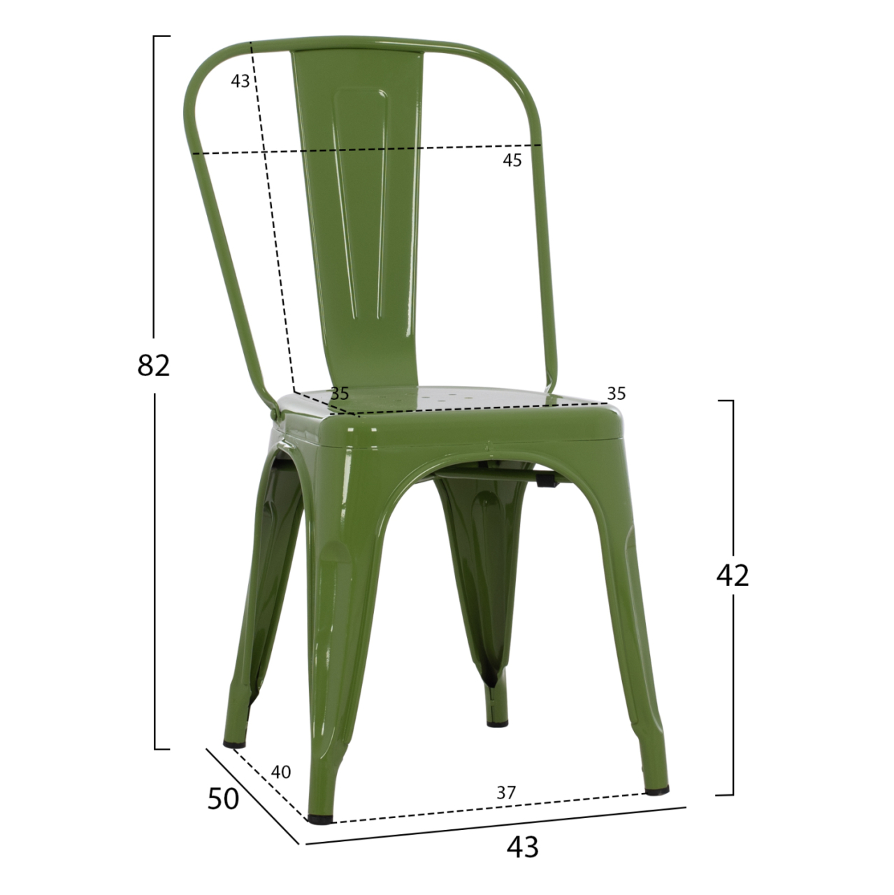 DINING CHAIR MELITA-PRO HM8641.53 METAL IN LIGHT OLIVE GREEN 44x47x84.5Hcm. [2]
