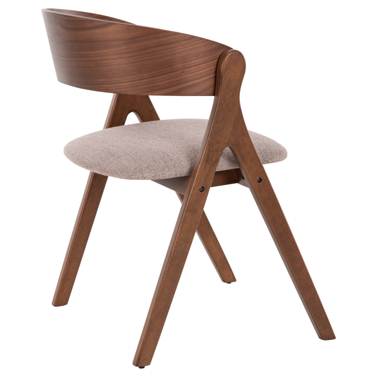 DINING CHAIR NEKKER HM9739.01 RUBBERWOOD IN WALNUT COLOR-BEIGE FABRIC SEAT 56x55x78Hcm. [5]