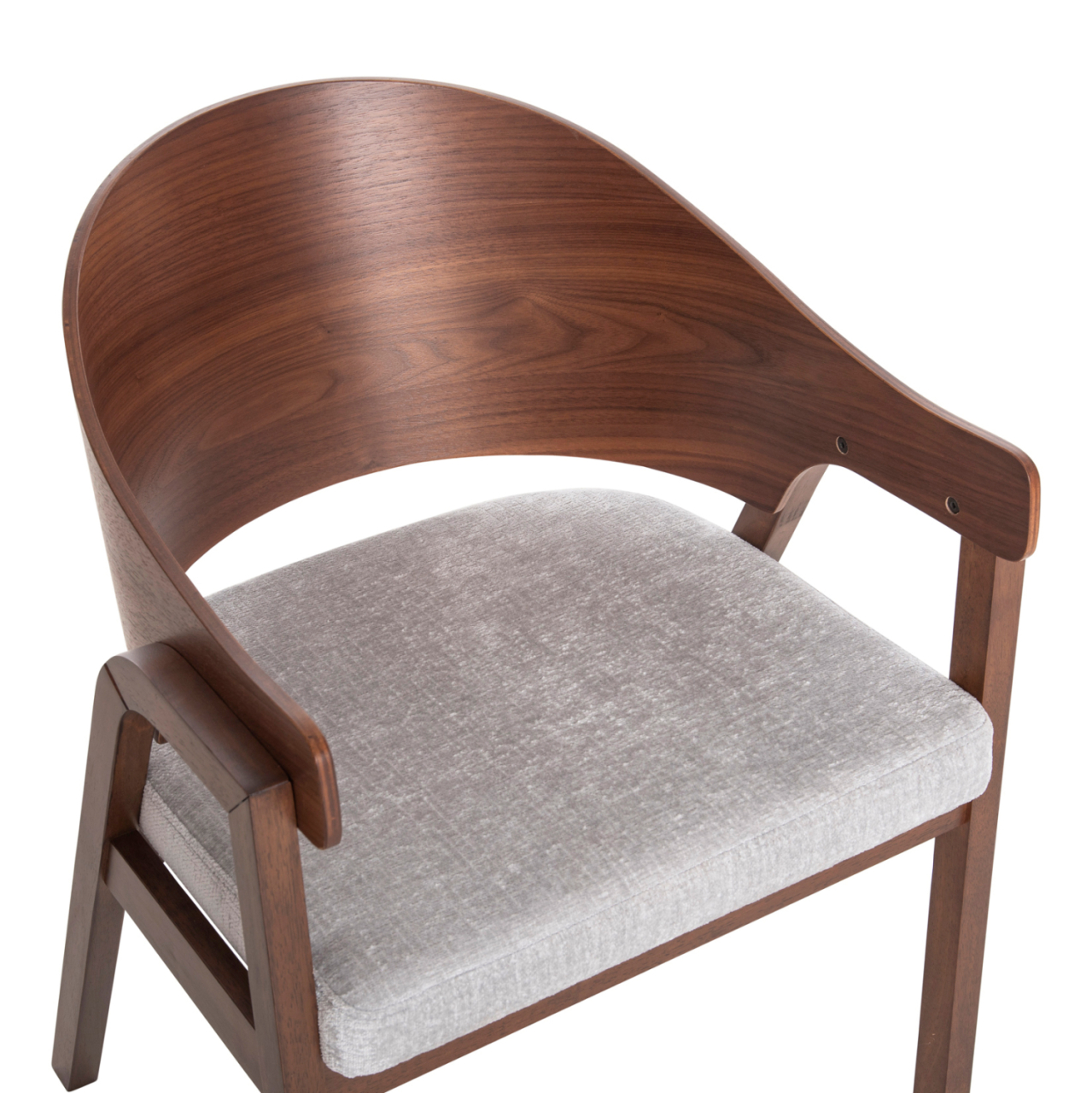 DINING CHAIR NERO HM9972 RUBBERWOOD IN WALNUT COLOR-GREY FABRIC SEAT 56x56x78Hcm. [7]