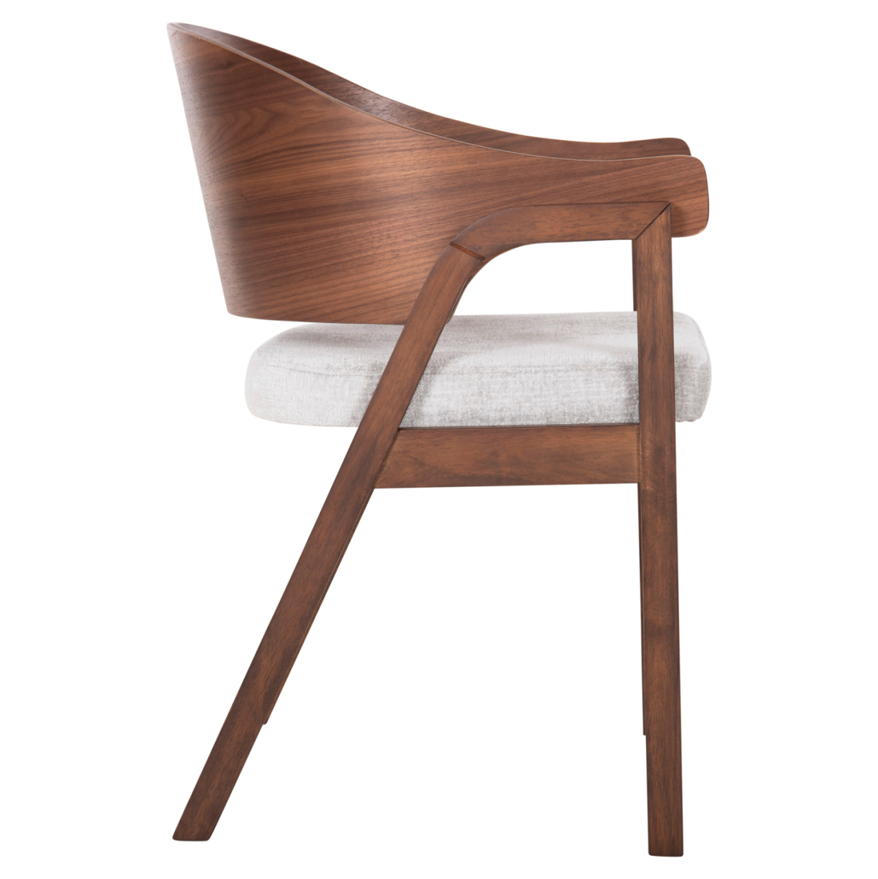 DINING CHAIR NERO HM9972 RUBBERWOOD IN WALNUT COLOR-GREY FABRIC SEAT 56x56x78Hcm. [4]