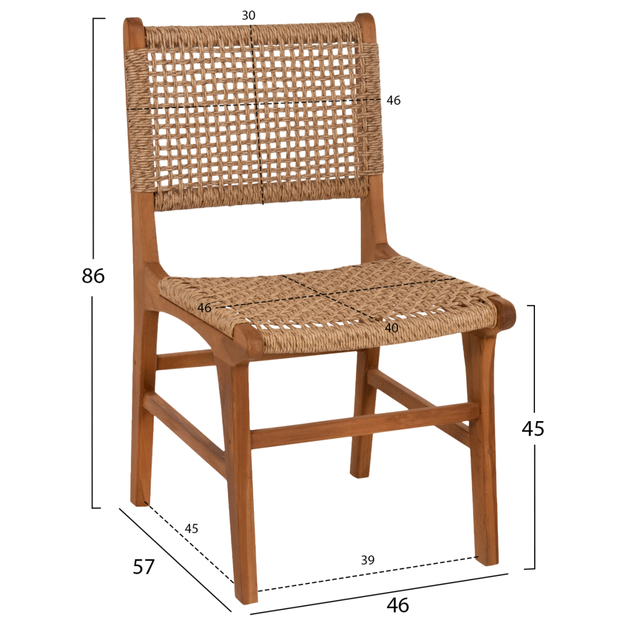 DINING CHAIR NESHA HM9386.11 TEAK WOOD AND VIRO ROPE 50x56x85Hcm. [2]
