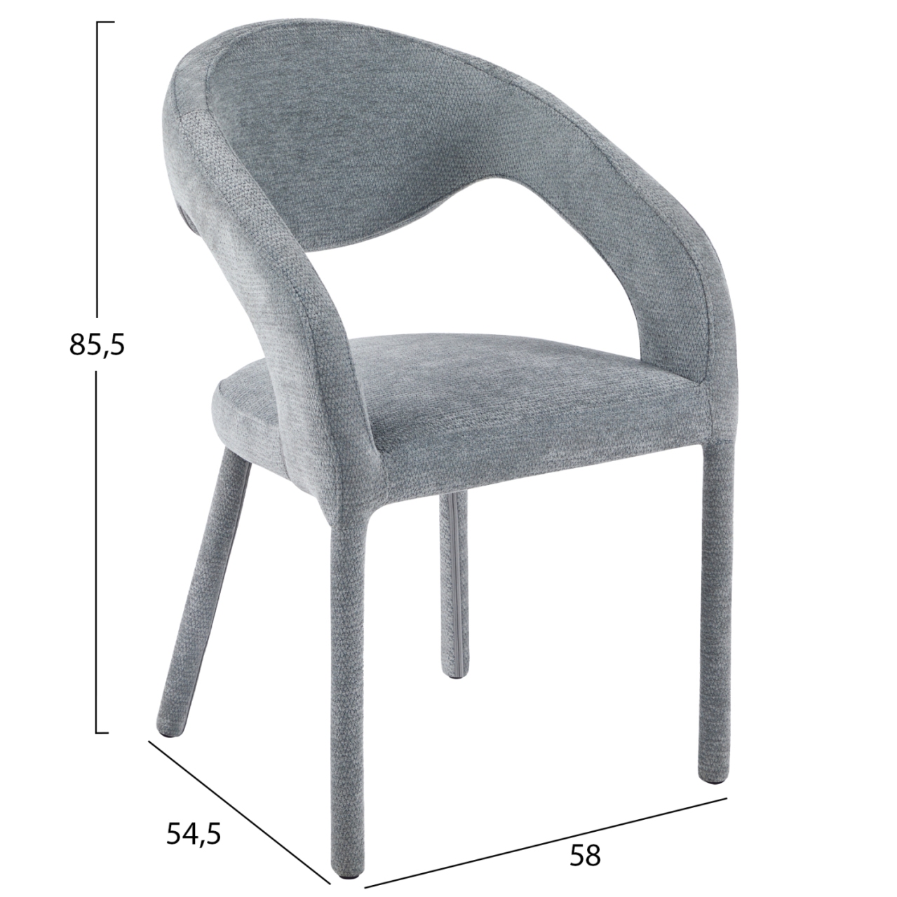 DINING CHAIR OFILIA HM18363.01 LIGHT GREY LINEN FABRIC 58x54.5x85.5Hcm [3]