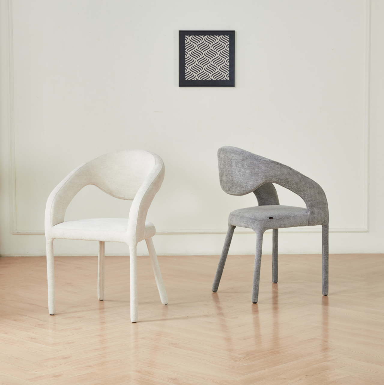 DINING CHAIR OFILIA HM18363.01 LIGHT GREY LINEN FABRIC 58x54.5x85.5Hcm [2]