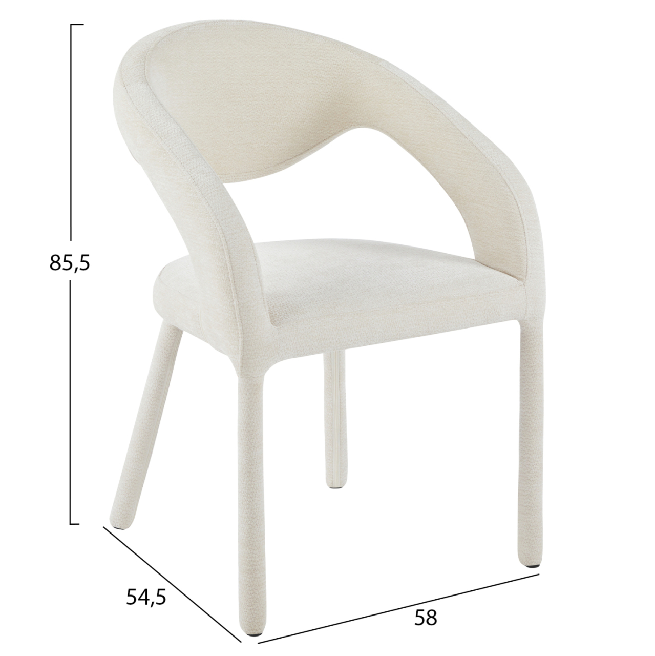 DINING CHAIR OFILIA HM18363.02 ECRU LINEN FABRIC 58x54.5x85.5Hcm [3]