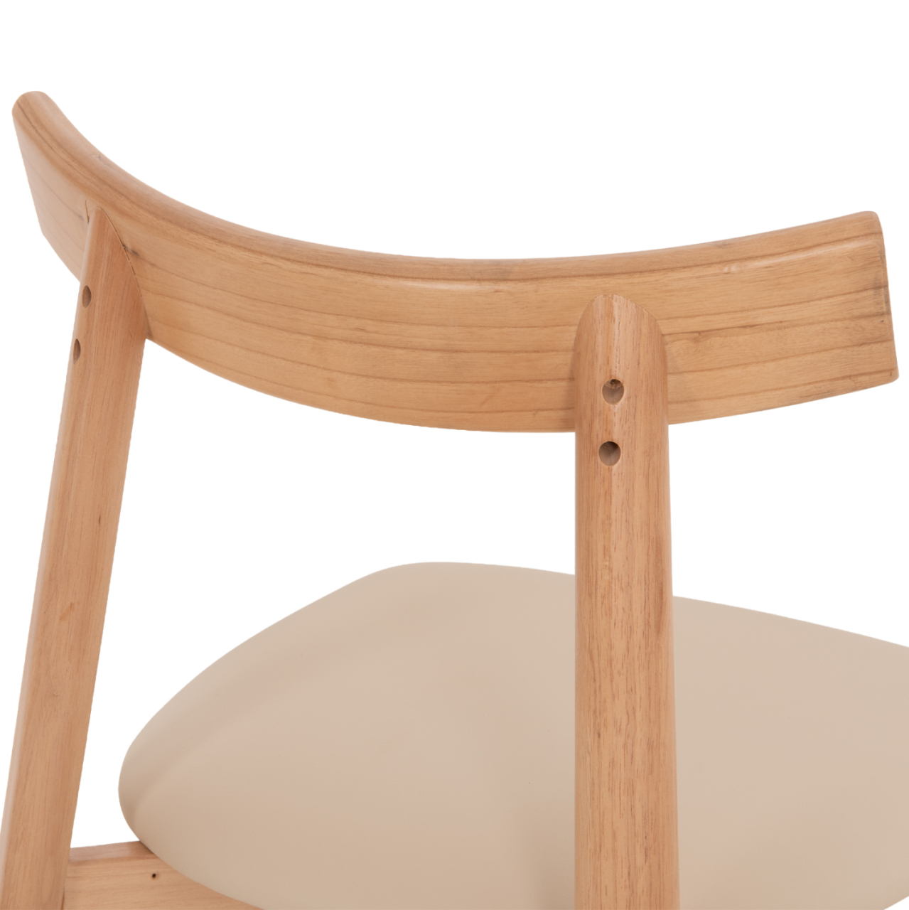 DINING CHAIR OSORIO HM18335.11 RUBBERWOOD IN NATURAL-ECRU PU 51x55x74Hcm. [10]