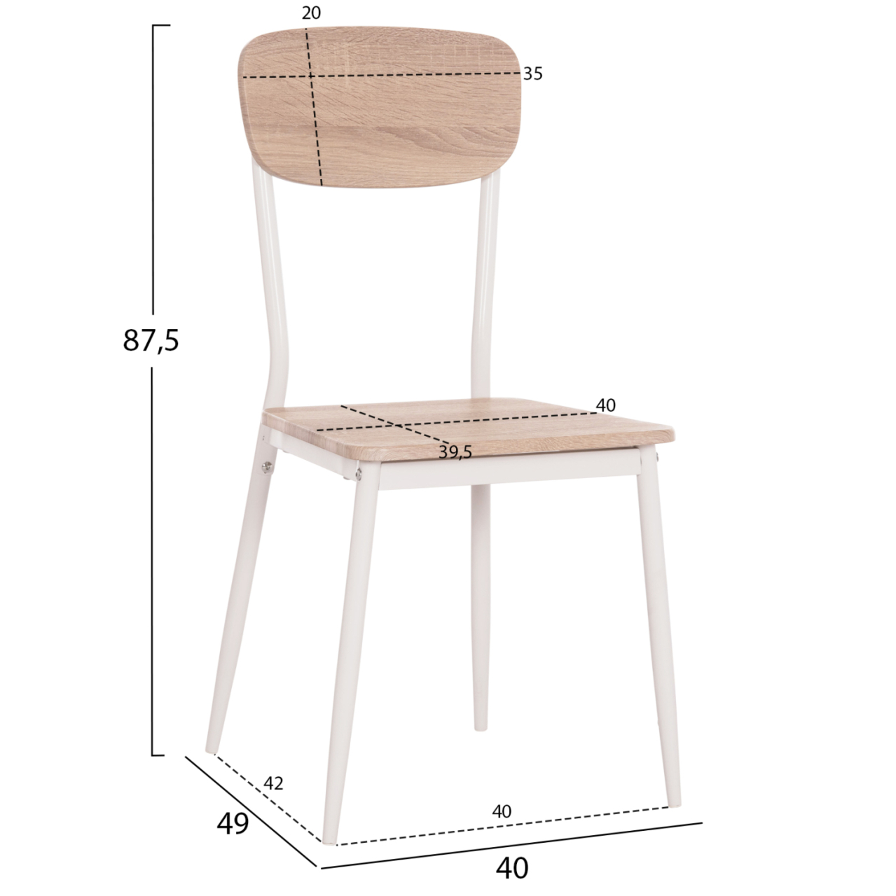 DINING CHAIR PAGET HM8373.02 SONAMA COLOR--WHITE METAL LEGS 40x49x87,5Hcm. [2]