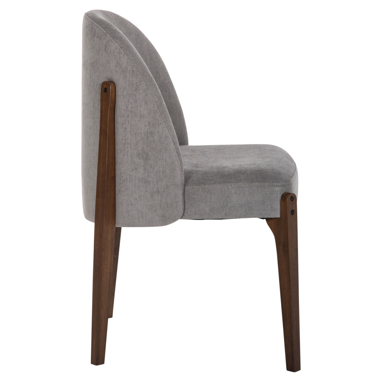 DINING CHAIR RAMMER HM9744.01 RUBBERWOOD IN WALNUT-GREY FABRIC 57x55x86Hcm. [4]