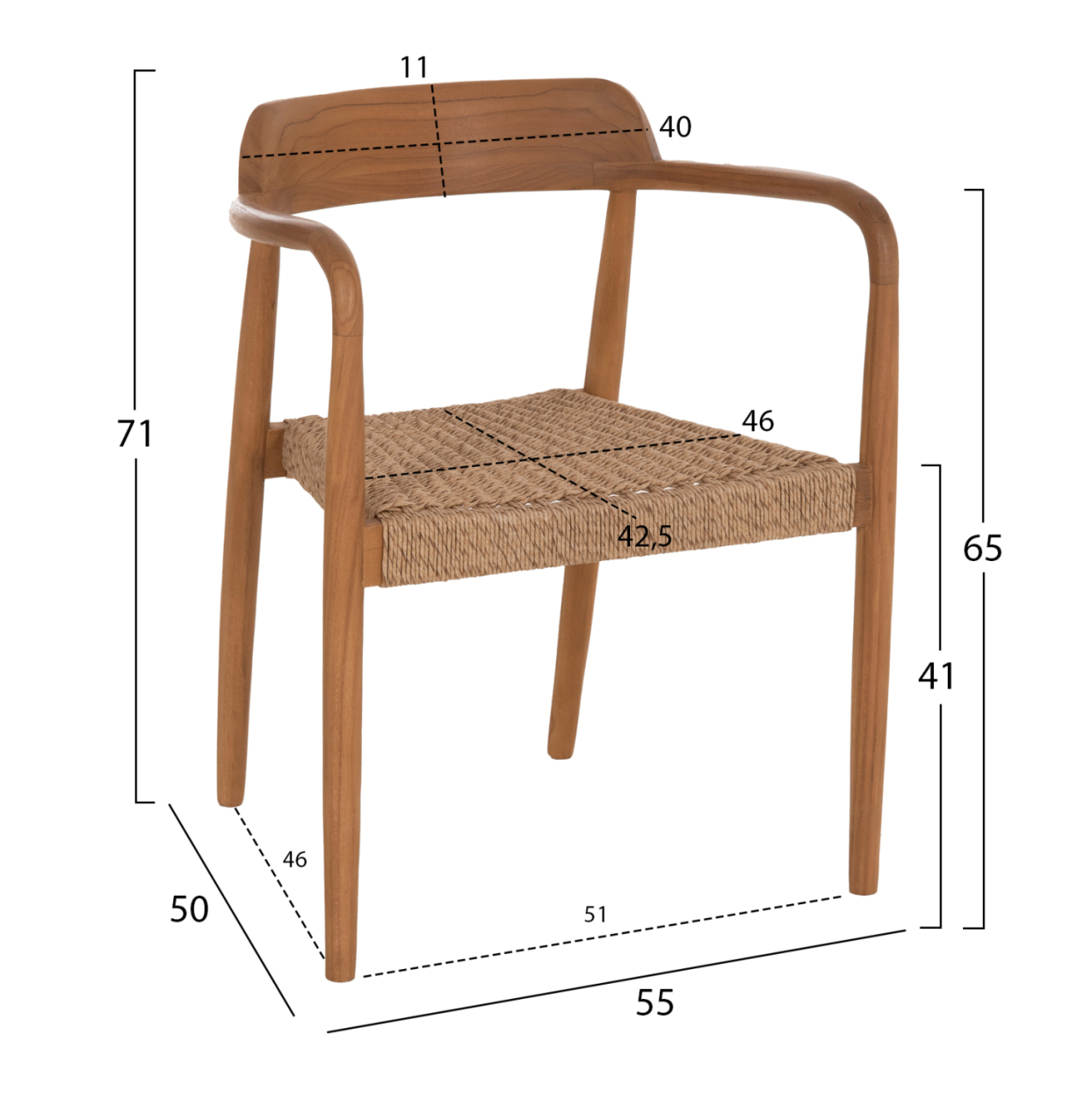 DINING CHAIR ROBBY HM18350 TEAK WOOD and VIRO ROPE IN NATURAL COLORS 55x50x71Hcm. [2]