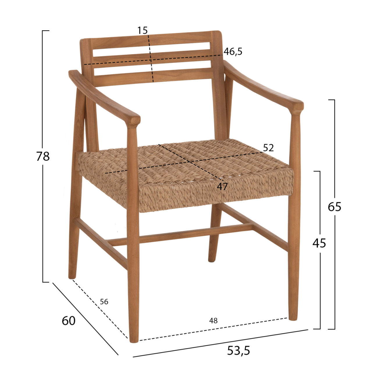 DINING CHAIR ROBIN HM18351 TEAK WOOD and VIRO ROPE IN NATURAL COLORS 53.5x60x78Hcm. [2]