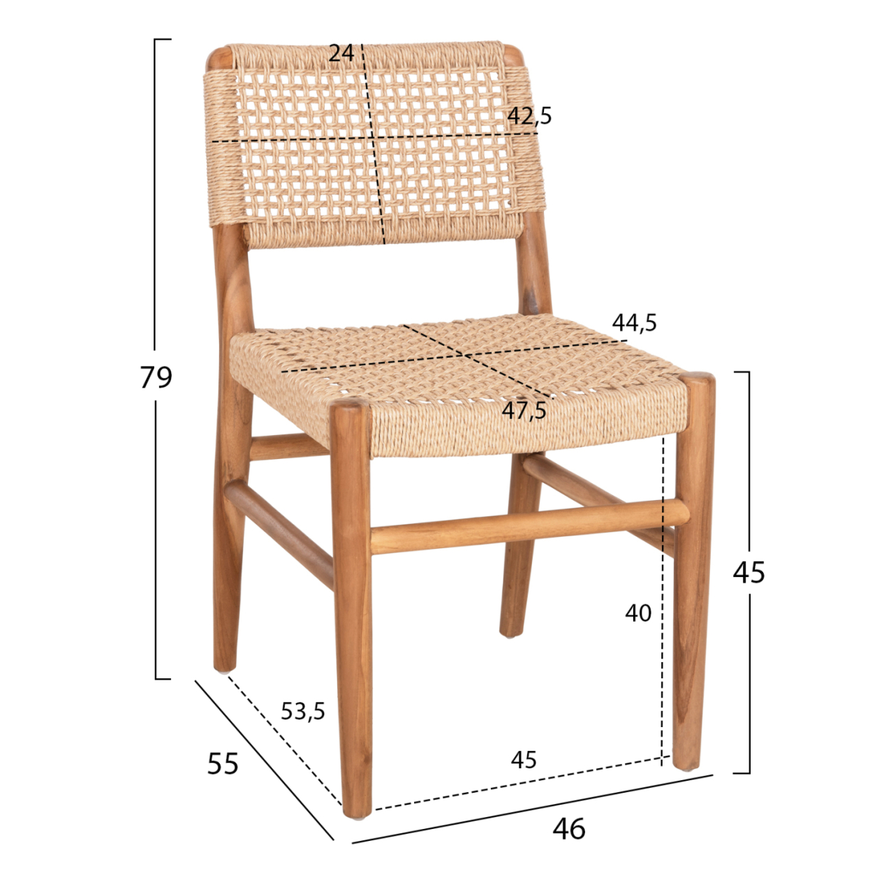 DINING CHAIR ROSCO HM6133 TEAK WOOD IN NATURAL-VIRO ROPE IN BEIGE 46x55x79Hcm. [2]
