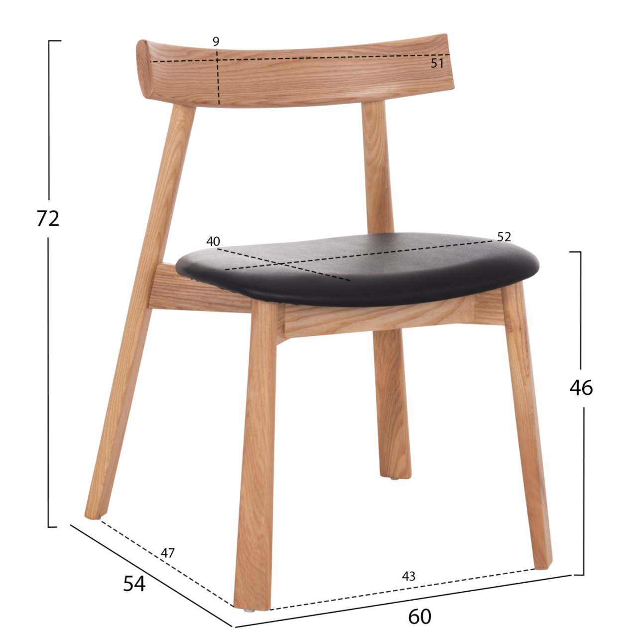 DINING CHAIR SEKAN HM18245.04 RUBBERWOOD-BLACK PU 60x54x72Hcm. [2]