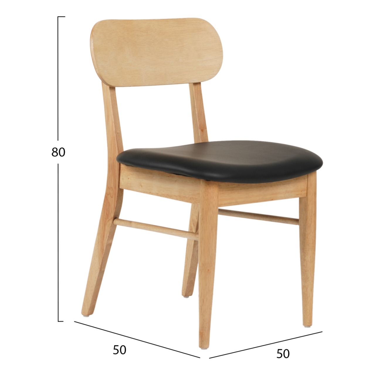 DINING CHAIR SEKOR HM9945.01 RUBBERWOOD-BLACK PU 50x50x80Hcm. [2]