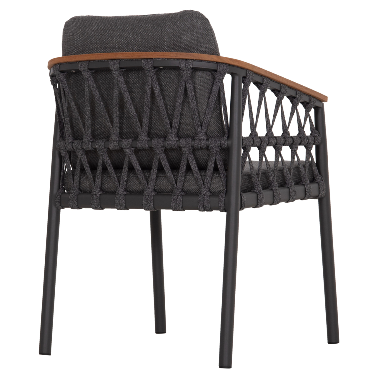 DINING CHAIR STREAM HM6427.01 DARK GREY ALUMINUM-STRAP ROPE and OLEFIN FABRIC 59x63x85Hcm. [5]
