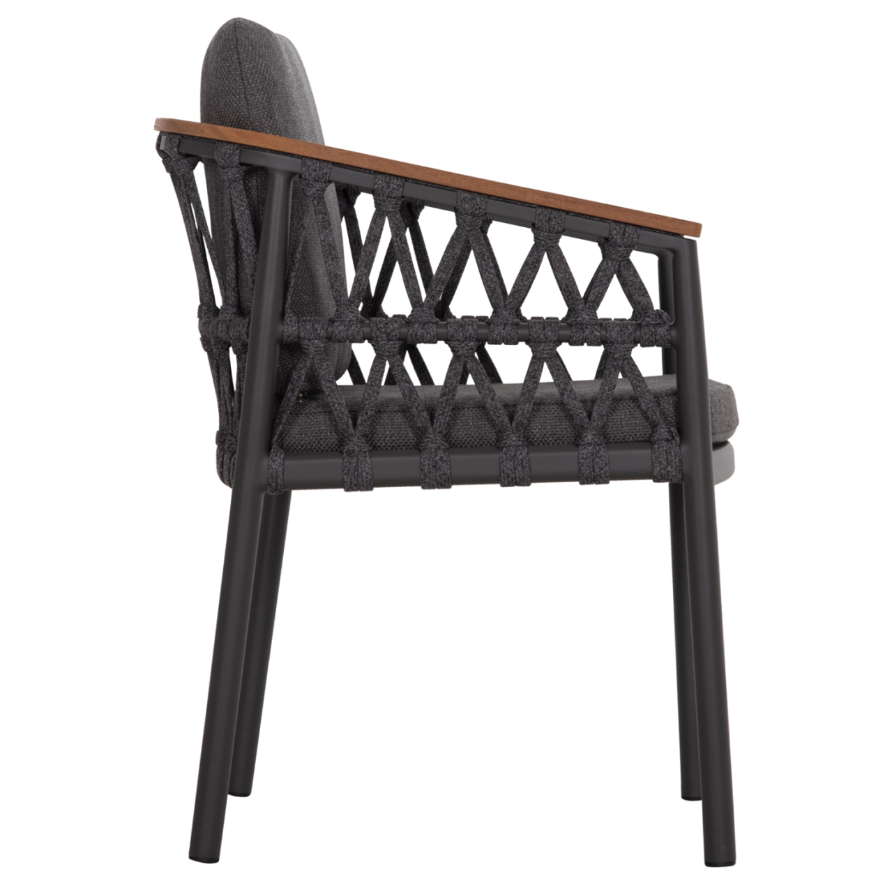 DINING CHAIR STREAM HM6427.01 DARK GREY ALUMINUM-STRAP ROPE and OLEFIN FABRIC 59x63x85Hcm. [4]