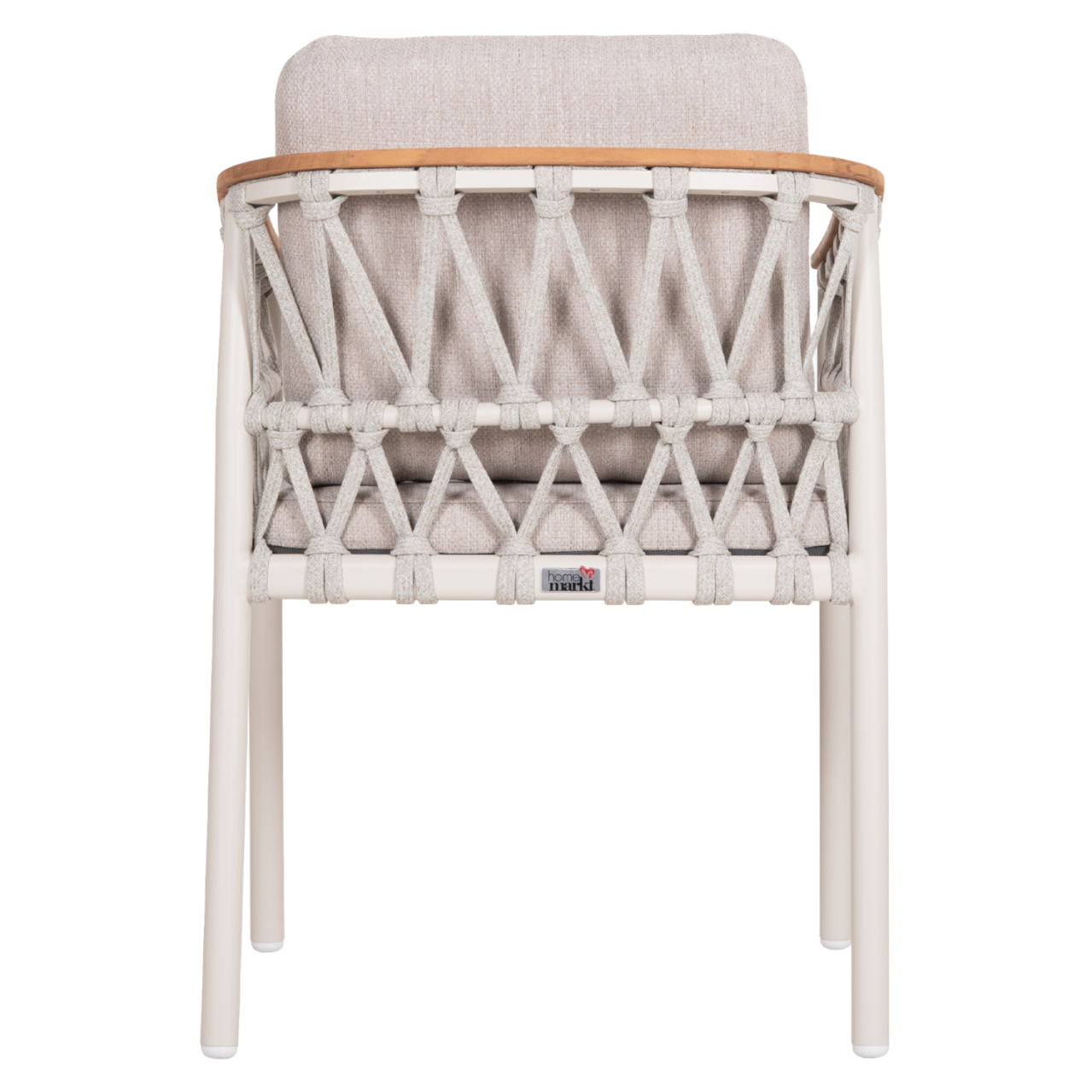 DINING CHAIR STREAM HM6427.02 CREAM WHITE ALUMINUM--BEIGE STRAP ROPE and OLEFIN FABRIC 59x63x85Hcm. [6]