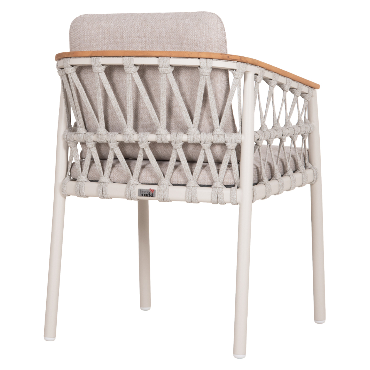 DINING CHAIR STREAM HM6427.02 CREAM WHITE ALUMINUM--BEIGE STRAP ROPE and OLEFIN FABRIC 59x63x85Hcm. [5]