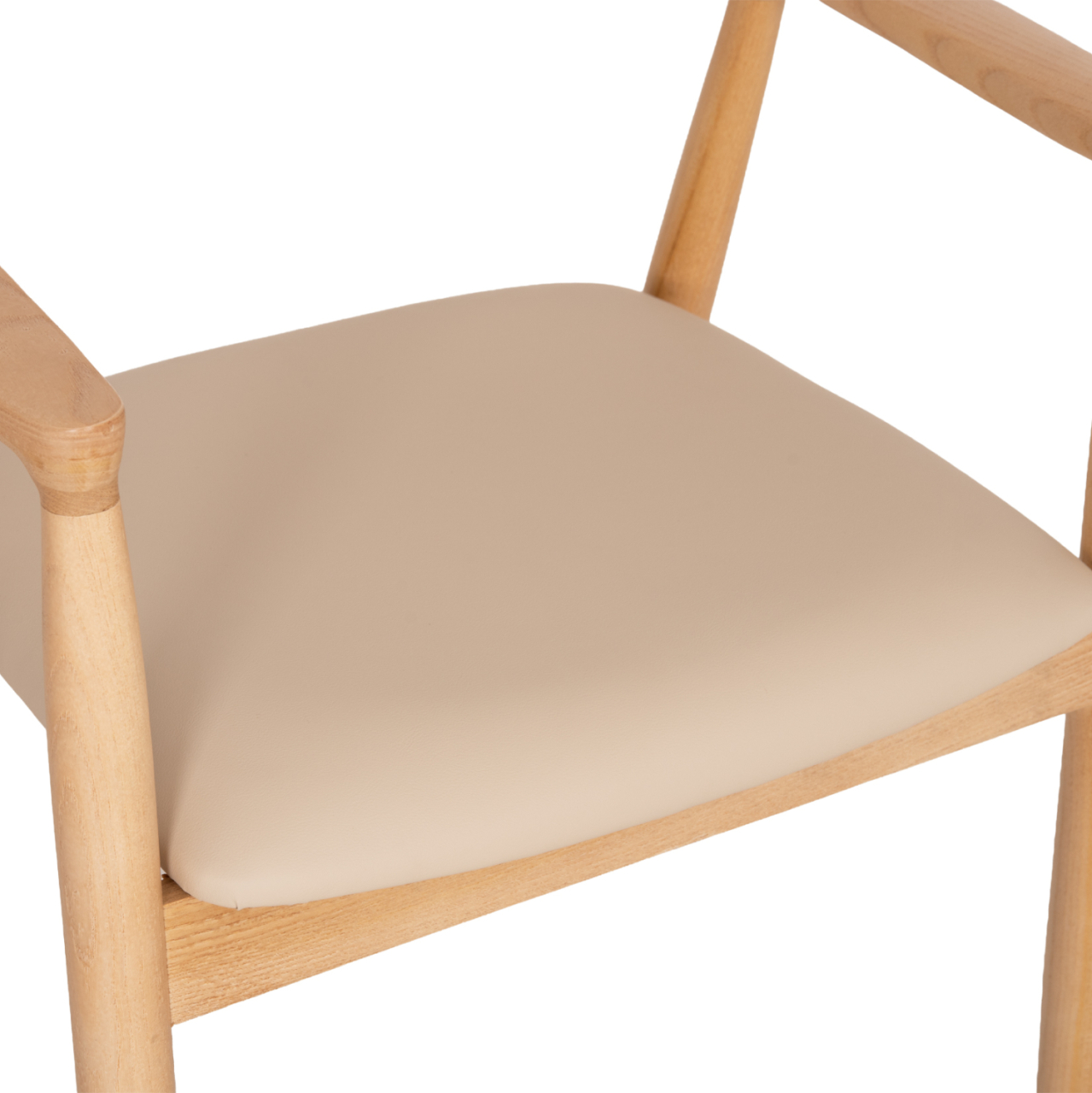 DINING CHAIR TARGA HM18336.11 RUBBERWOOD IN NATURAL (BEECH) COLOR--PU SEAT IN ECRU 58x54x78Hcm [9]