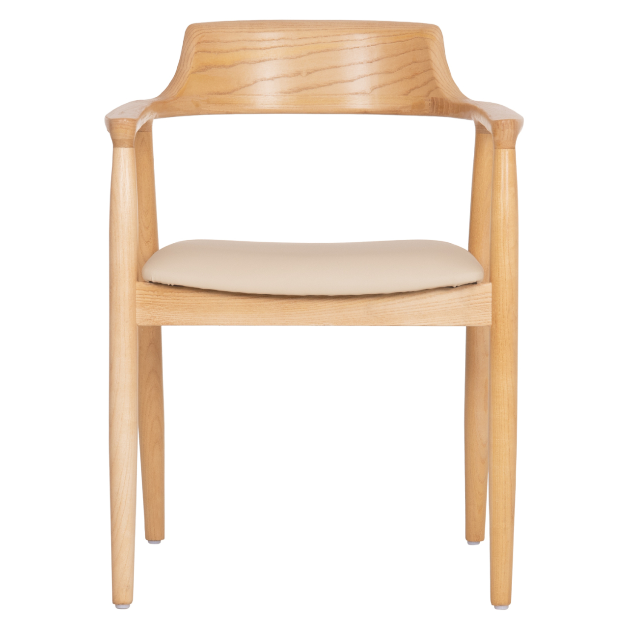 DINING CHAIR TARGA HM18336.11 RUBBERWOOD IN NATURAL (BEECH) COLOR--PU SEAT IN ECRU 58x54x78Hcm [3]