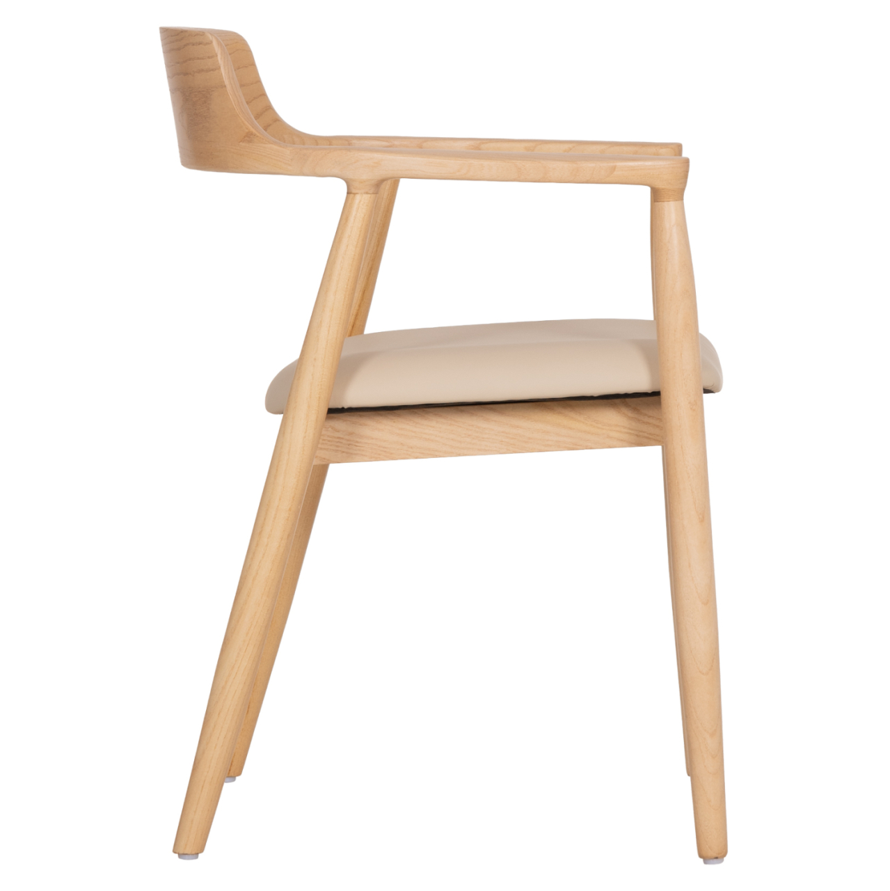 DINING CHAIR TARGA HM18336.11 RUBBERWOOD IN NATURAL (BEECH) COLOR--PU SEAT IN ECRU 58x54x78Hcm [4]