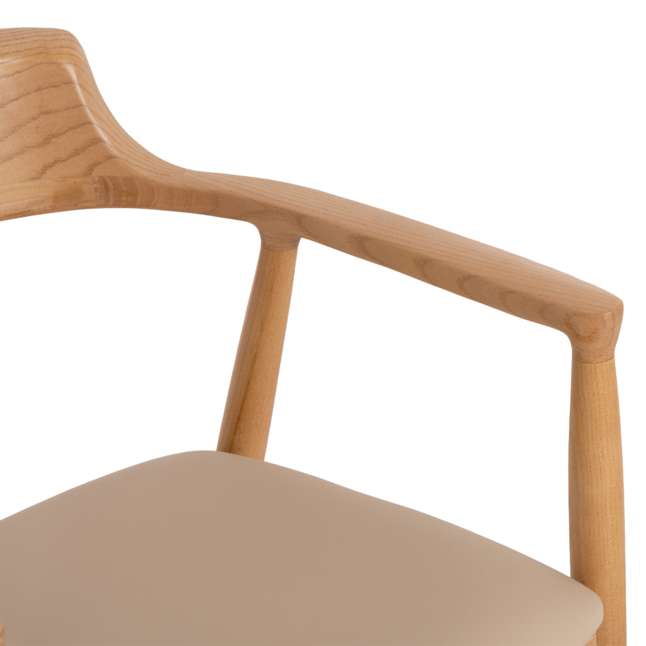 DINING CHAIR TARGA HM18336.11 RUBBERWOOD IN NATURAL (BEECH) COLOR--PU SEAT IN ECRU 58x54x78Hcm [8]