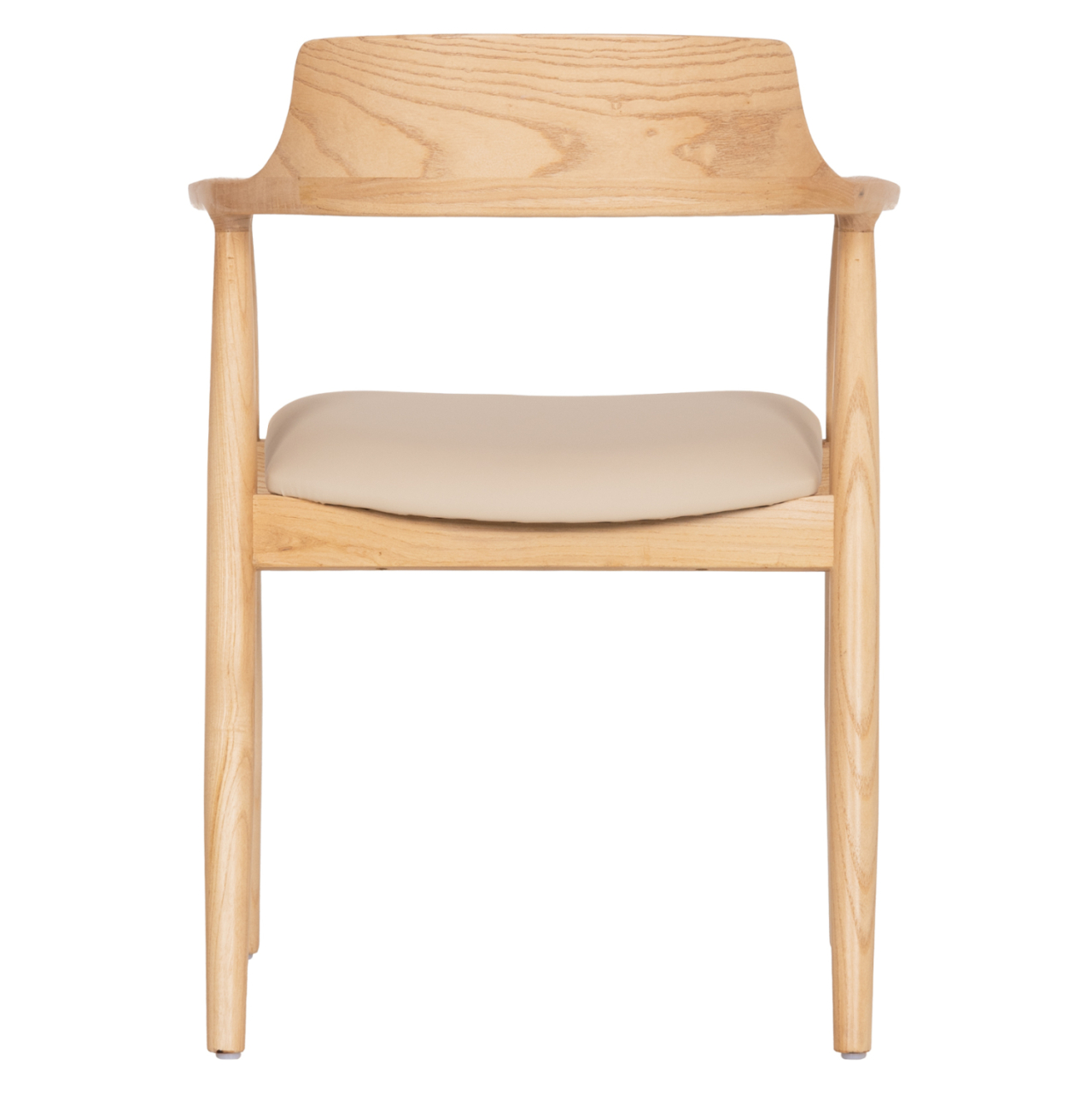 DINING CHAIR TARGA HM18336.11 RUBBERWOOD IN NATURAL (BEECH) COLOR--PU SEAT IN ECRU 58x54x78Hcm [6]