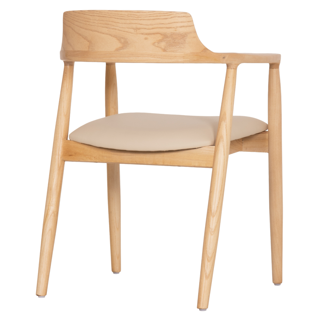 DINING CHAIR TARGA HM18336.11 RUBBERWOOD IN NATURAL (BEECH) COLOR--PU SEAT IN ECRU 58x54x78Hcm [5]