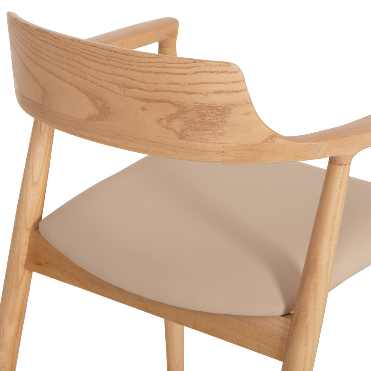 DINING CHAIR TARGA HM18336.11 RUBBERWOOD IN NATURAL (BEECH) COLOR--PU SEAT IN ECRU 58x54x78Hcm [10]