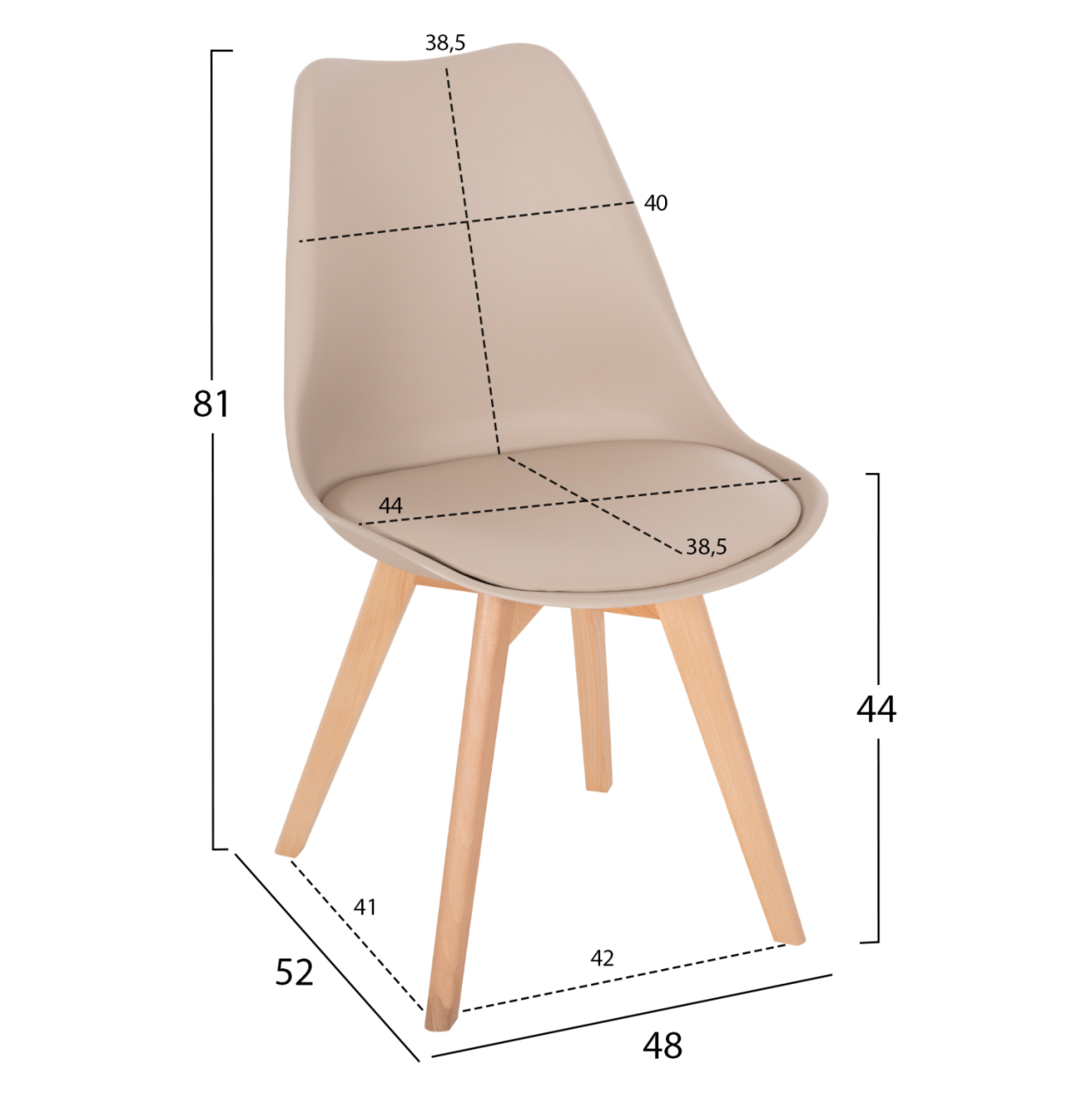 DINING CHAIR VEGAS HM0033.25 WOODEN LEGS-POLYPROPYLENE SEAT WITH PU IN CAPPUCCINO 48x52x81Hcm [2]