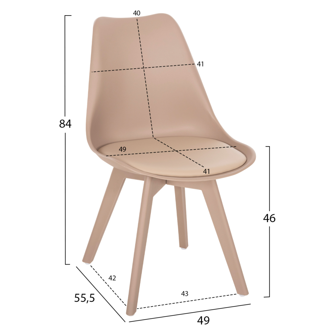 Dining Chair Vegas HM0033.45 with polypropylene legs and PP seat Cappuccino 49x55.5x84H cm. [2]