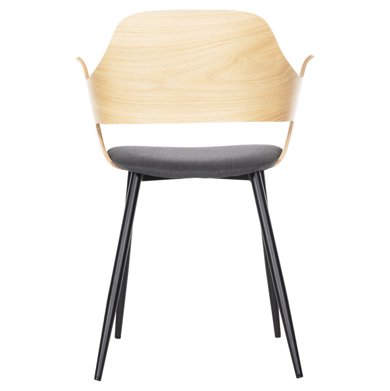 DINING CHAIR VELP HM9616.02 WOOD IN NATURAL-GREY FABRIC-BLACK METAL LEGS 55,5x50x79Hcm. [6]