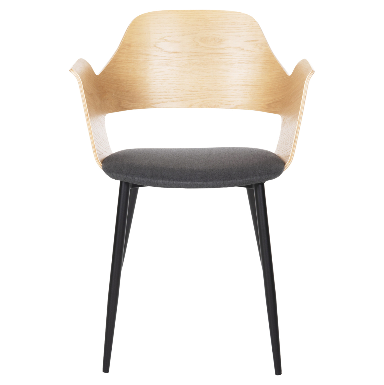 DINING CHAIR VELP HM9616.02 WOOD IN NATURAL-GREY FABRIC-BLACK METAL LEGS 55,5x50x79Hcm. [3]