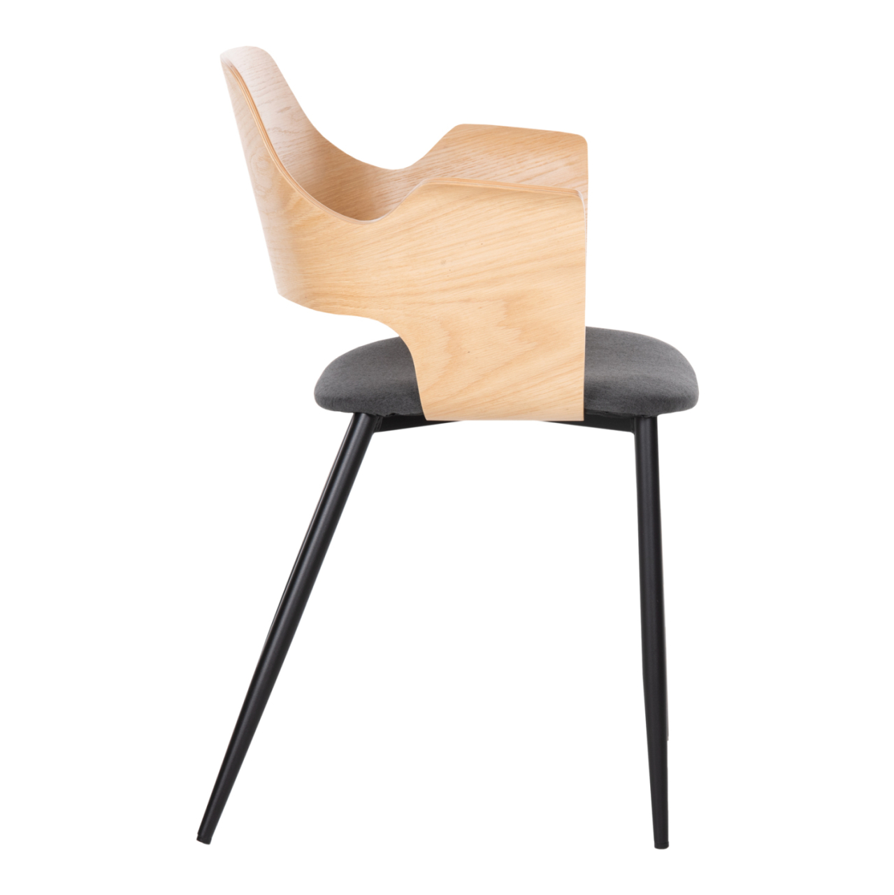DINING CHAIR VELP HM9616.02 WOOD IN NATURAL-GREY FABRIC-BLACK METAL LEGS 55,5x50x79Hcm. [4]