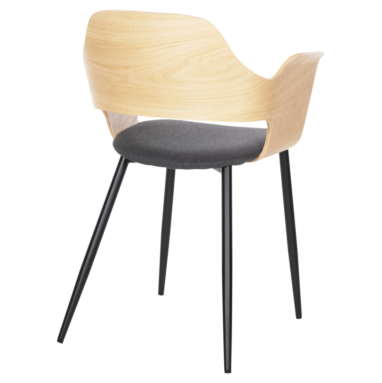 DINING CHAIR VELP HM9616.02 WOOD IN NATURAL-GREY FABRIC-BLACK METAL LEGS 55,5x50x79Hcm. [5]