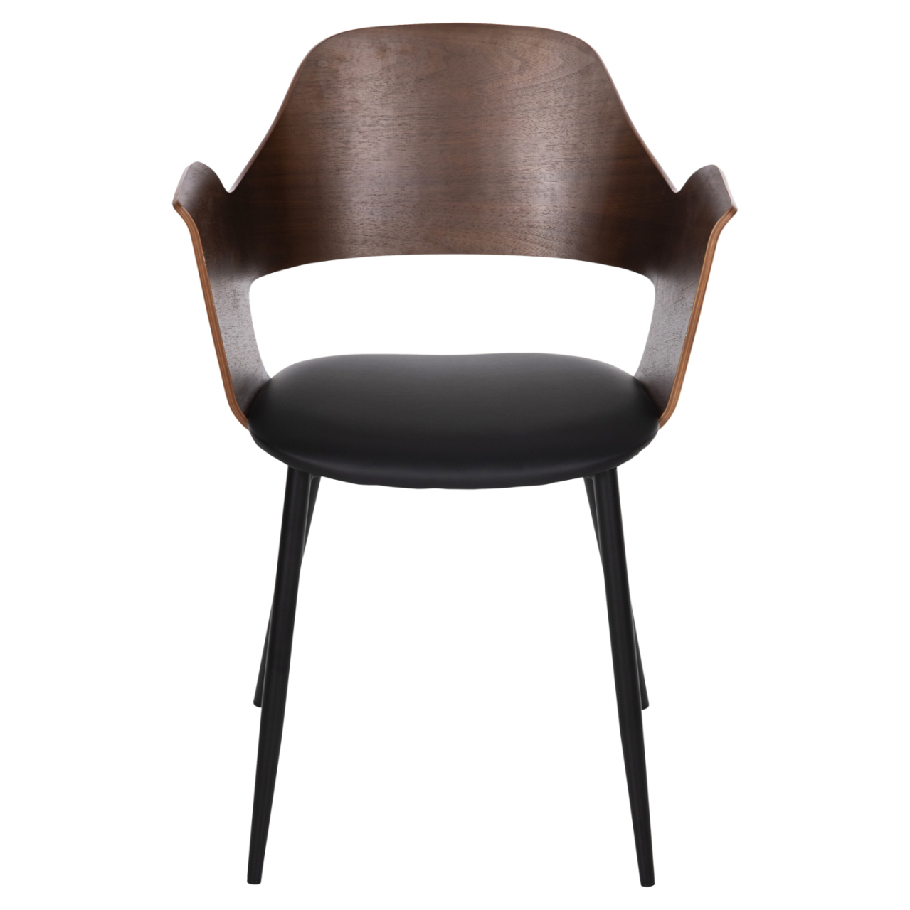 DINING CHAIR VELP HM9616.03 WOOD IN WALNUT-BLACK PU-BLACK METAL LEGS 55,5x50x79Hcm. [3]