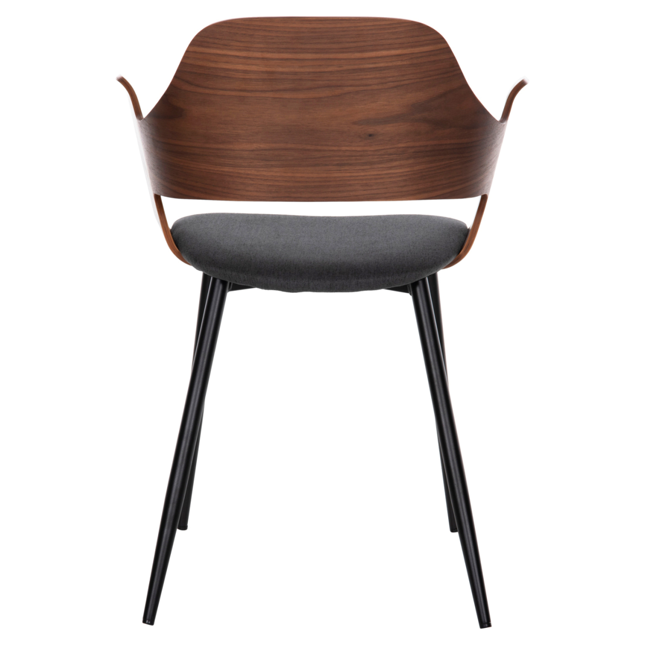 DINING CHAIR VELP HM9616.04 WOOD IN WALNUT-GREY FABRIC-BLACK METAL LEGS 55,5x50x79Hcm. [6]