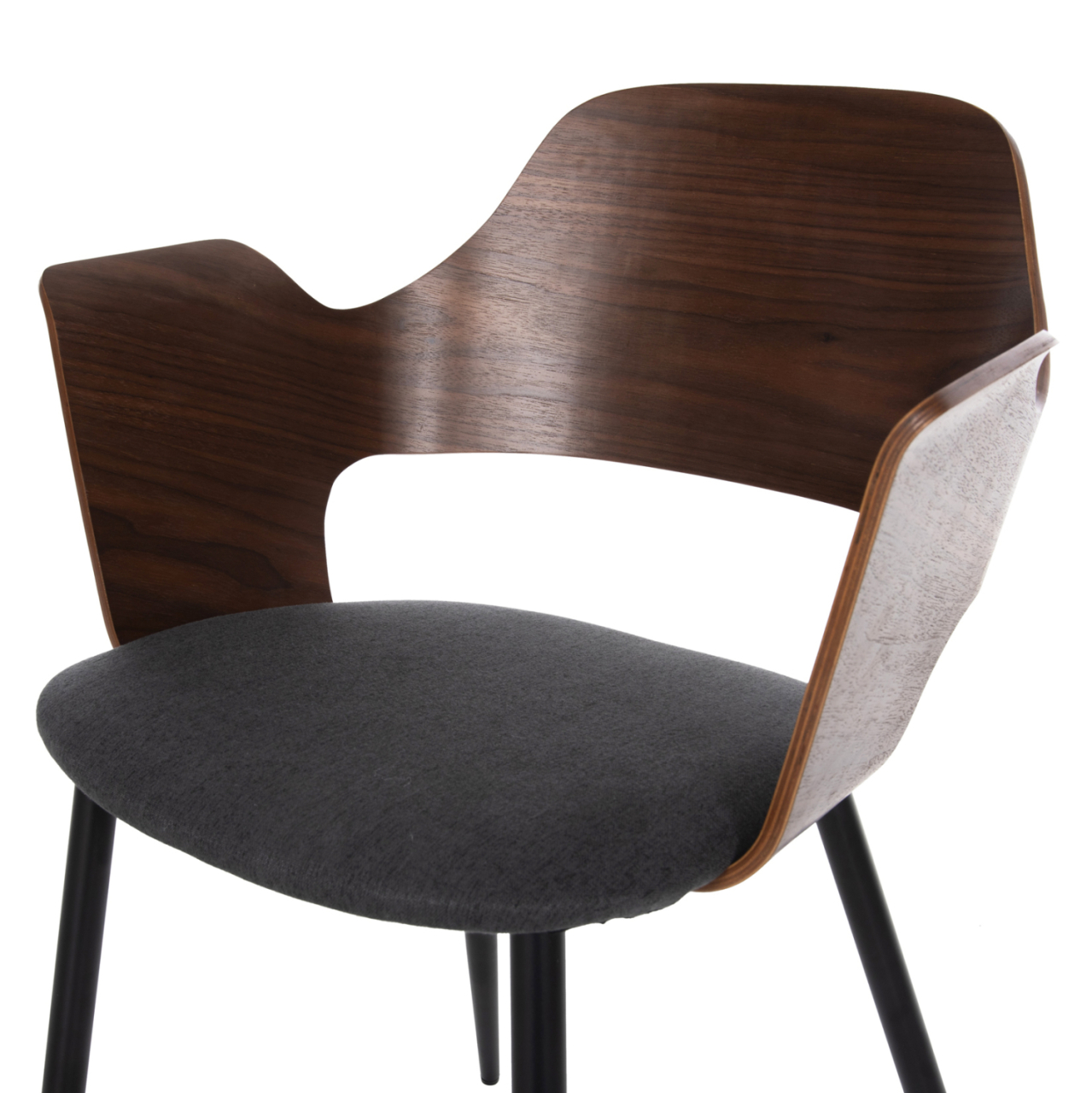 DINING CHAIR VELP HM9616.04 WOOD IN WALNUT-GREY FABRIC-BLACK METAL LEGS 55,5x50x79Hcm. [7]