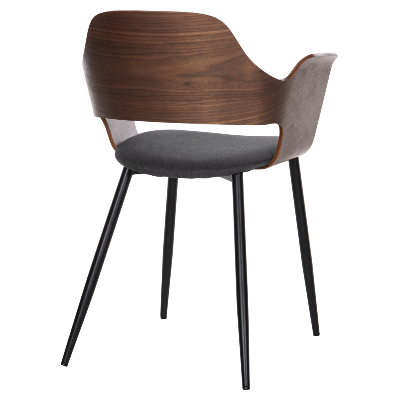 DINING CHAIR VELP HM9616.04 WOOD IN WALNUT-GREY FABRIC-BLACK METAL LEGS 55,5x50x79Hcm. [5]