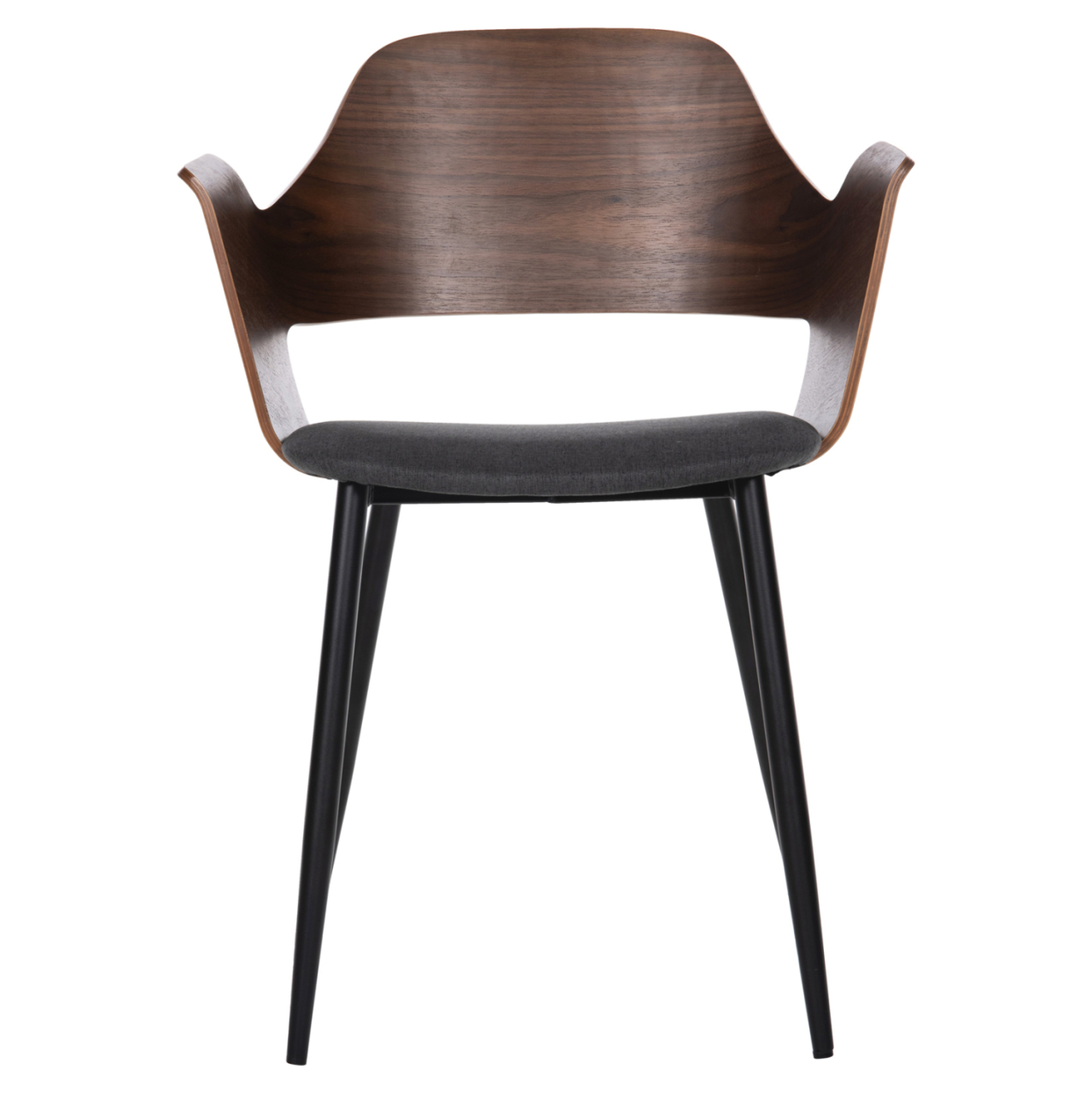 DINING CHAIR VELP HM9616.04 WOOD IN WALNUT-GREY FABRIC-BLACK METAL LEGS 55,5x50x79Hcm. [3]
