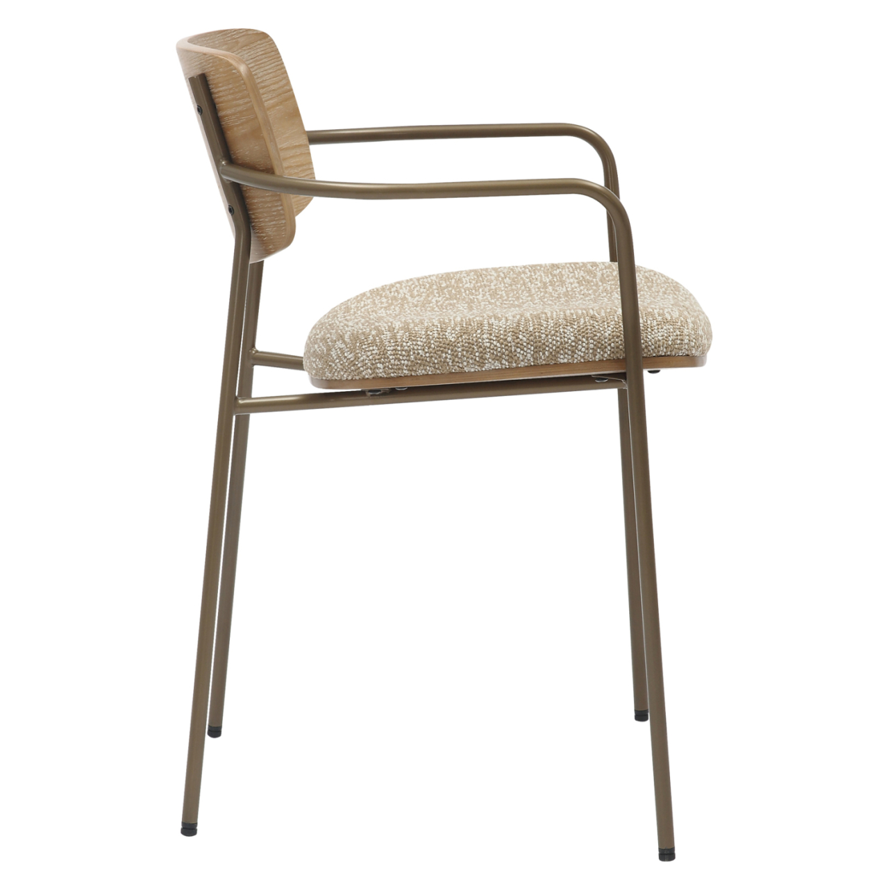 DINING CHAIR VIKKI HM9980.01 METAL IN ANTIQUE COPPER-WHITE WASH PLYWOOD-BEIGE FABRIC 54x54x75,5Hcm. [4]
