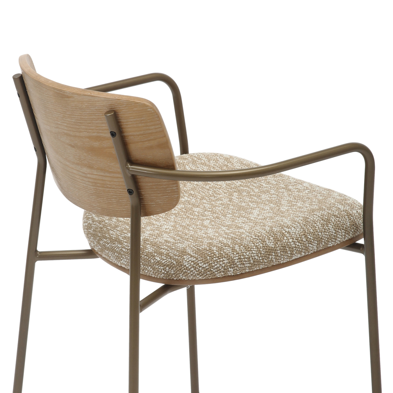 DINING CHAIR VIKKI HM9980.01 METAL IN ANTIQUE COPPER-WHITE WASH PLYWOOD-BEIGE FABRIC 54x54x75,5Hcm. [8]