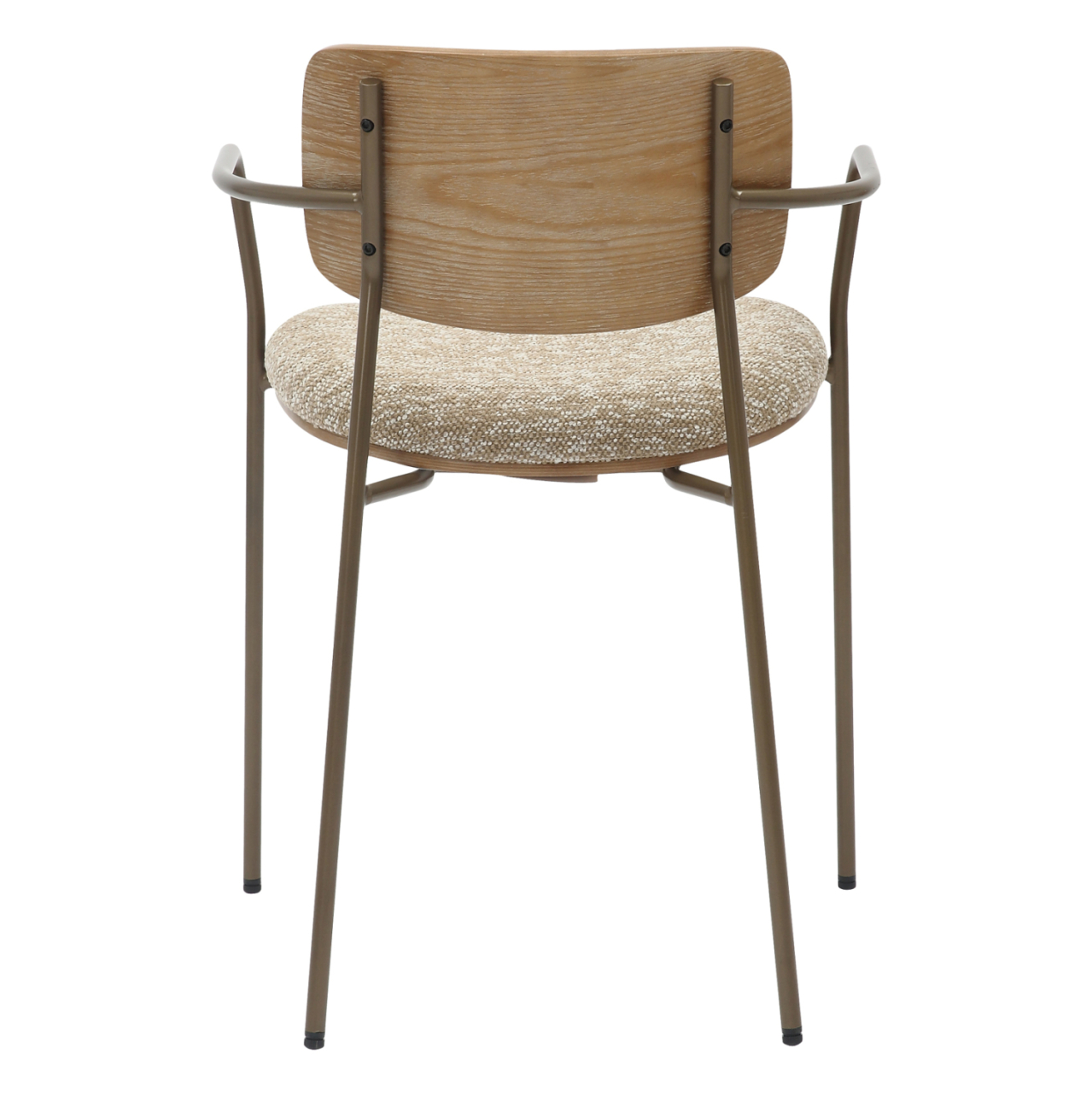 DINING CHAIR VIKKI HM9980.01 METAL IN ANTIQUE COPPER-WHITE WASH PLYWOOD-BEIGE FABRIC 54x54x75,5Hcm. [6]