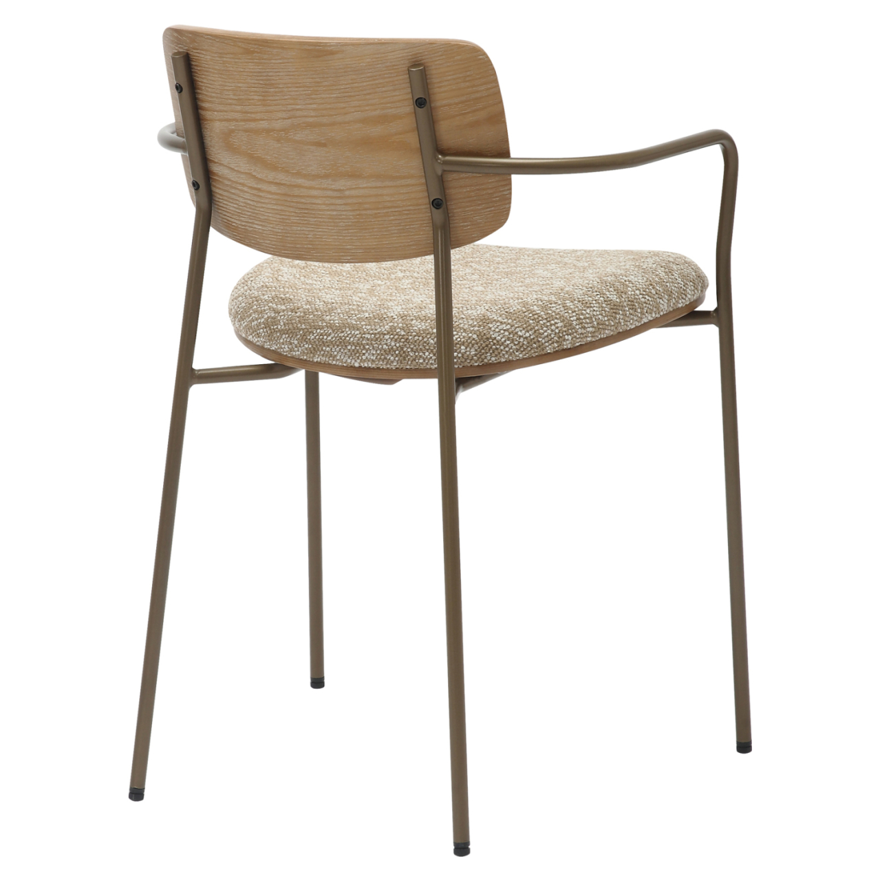 DINING CHAIR VIKKI HM9980.01 METAL IN ANTIQUE COPPER-WHITE WASH PLYWOOD-BEIGE FABRIC 54x54x75,5Hcm. [5]