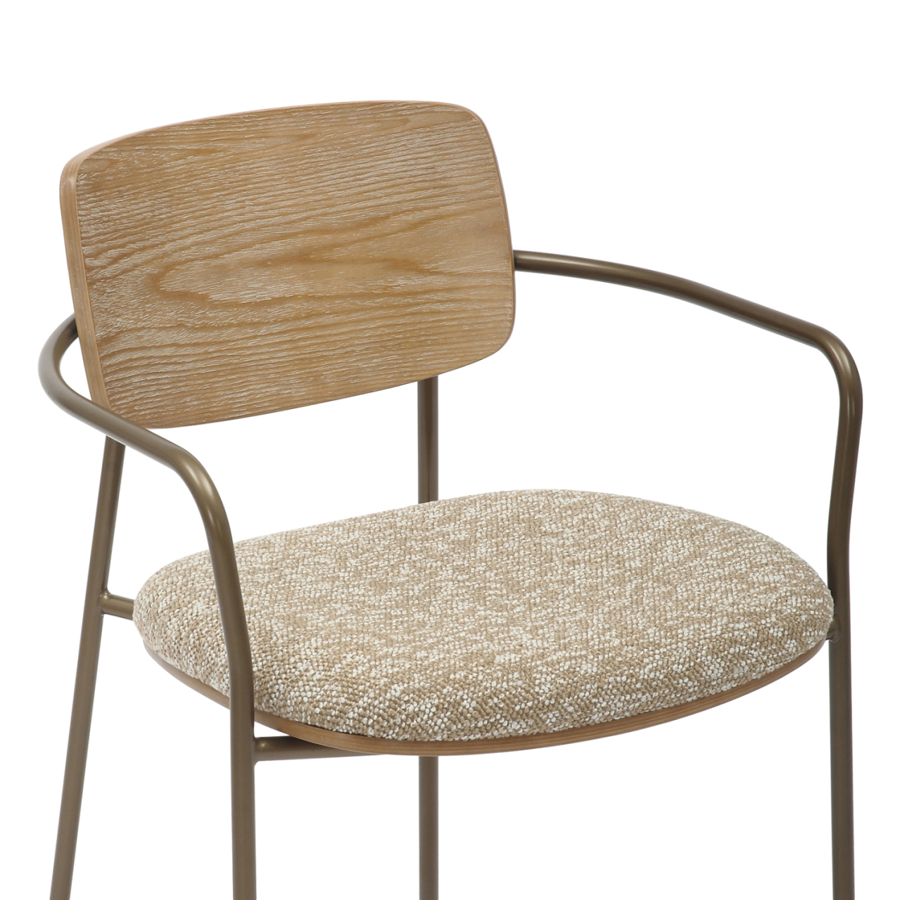 DINING CHAIR VIKKI HM9980.01 METAL IN ANTIQUE COPPER-WHITE WASH PLYWOOD-BEIGE FABRIC 54x54x75,5Hcm. [7]